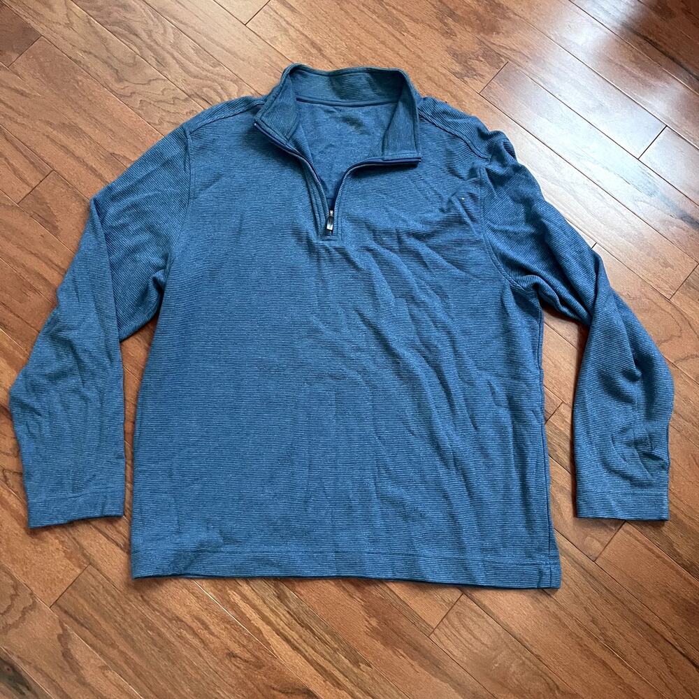 Van Heusen Blue Quarter Zip Collared Sweater - Size XL